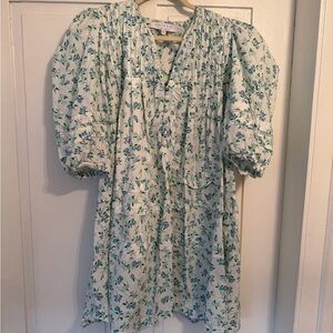 Hunter bell blue green floral dress xs